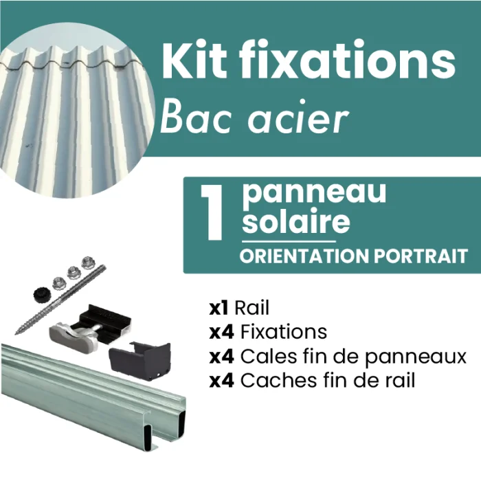 Kit de fixation 1x panneau solaire - Toiture bac acier, toit en tôle - PORTRAIT