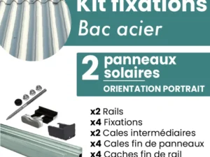 Kit de fixation 2x panneau solaire - Toiture bac acier, toit en t&ocirc;le - PORTRAIT