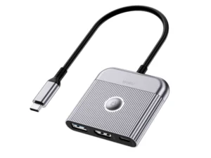 WiWU Adaptateur USB-C 3-en-1 Wi-HB002 &ndash; Gris