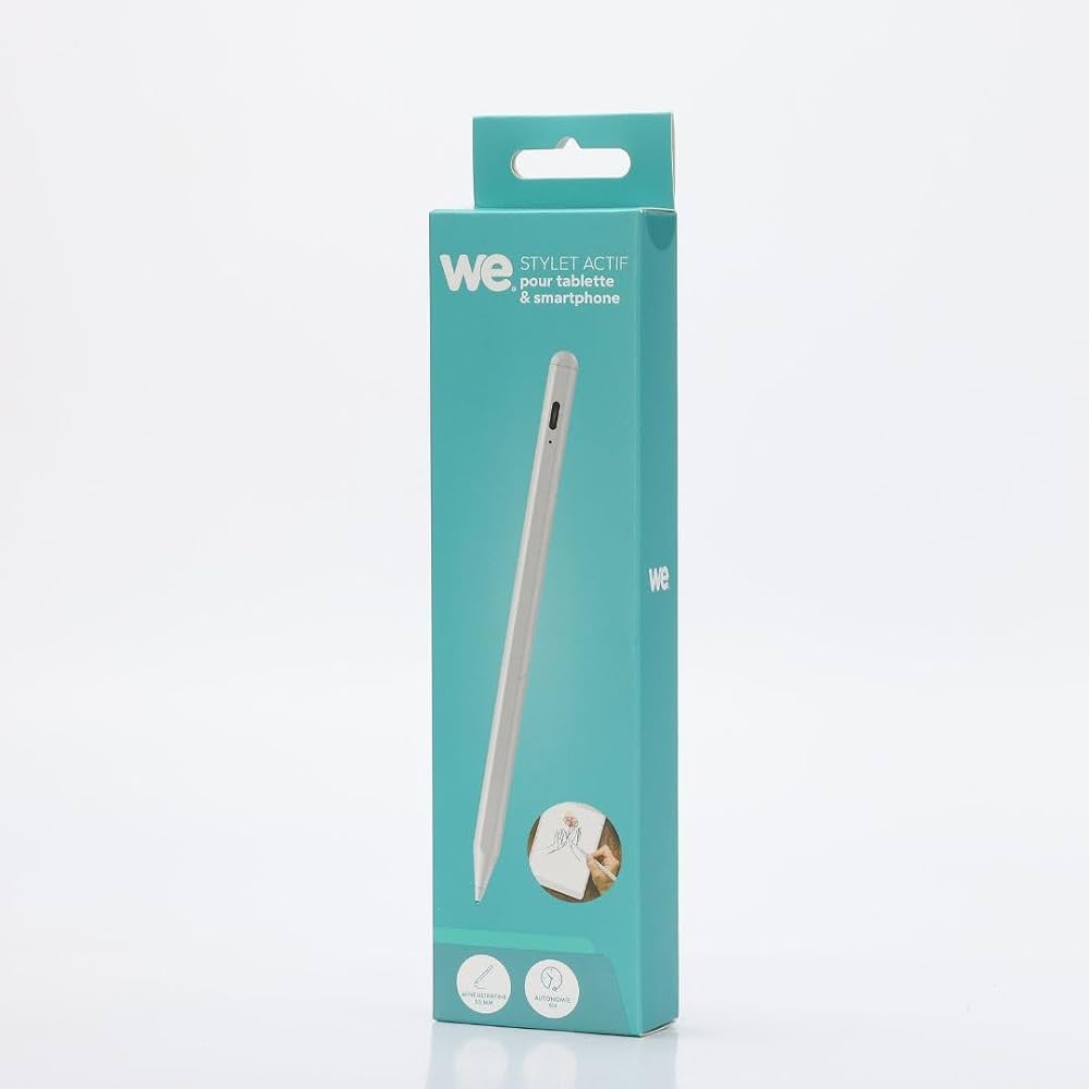 WE Stylet Actif v2 Universel – Pointe 1,6 mm / Batterie 130 mAh – Blanc