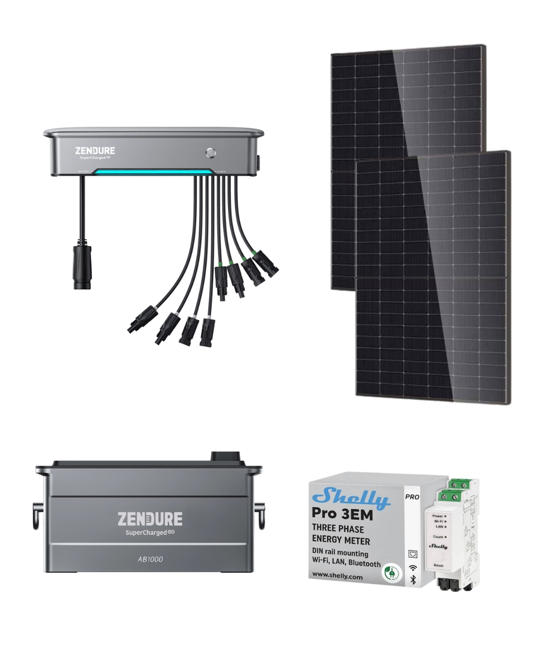 PACK ZENDURE - HYPER 2000 + 1X BATTERIE SOLARFLOW 1000W + Shelly Pro 3EM + 2x PANNEAUX 500W