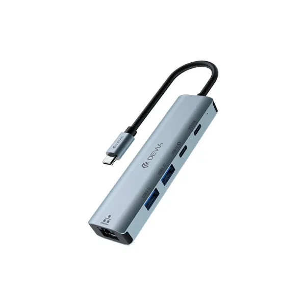 DEVIA Leopard Series Hub USB-C 5-en-1 – Gris Foncé