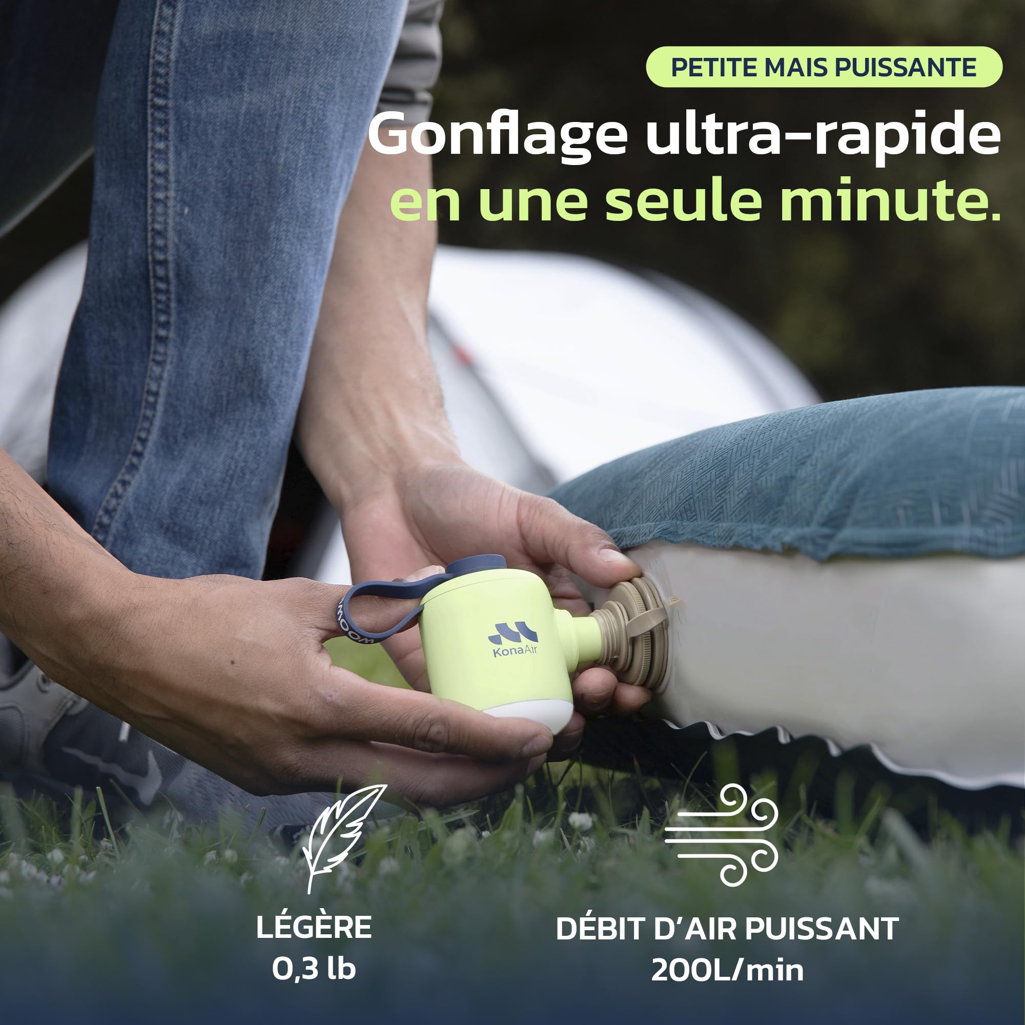WOOWIND KONA AIR WHITE – Mini Pompe à Air Électrique Sans Fil 200 L/min – Blanc ou Vert – Image 2